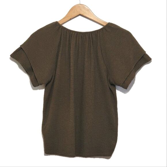 Madewell Texture & Thread Scoop Neck Short Sleeve Green Top Chic Casual  XS - Picture 8 of 12